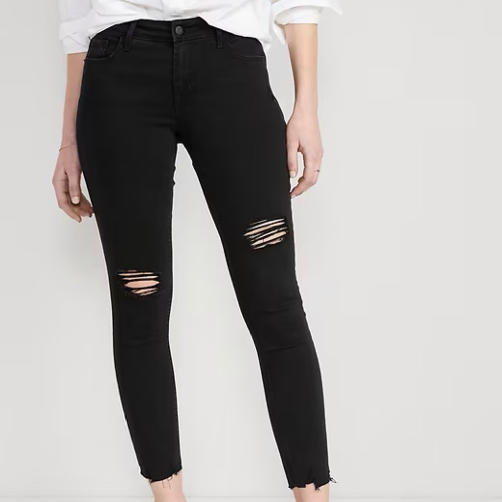Old Navy Black Ripped Skinny Jeans